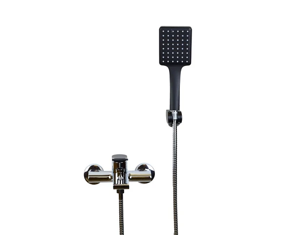 Смеситель Bronze DE Luxe Element EL03CB для ванны и душа матовый хром/черный