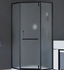 Душевой уголок RGW Hotel HO-084-B 90*90*195 пятиугольный профиль черный матовое стекло без поддона