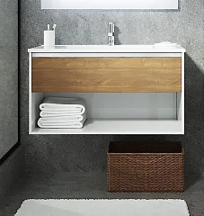 Тумба с раковиной SanVit Контур 60 кофейный/белый глянец