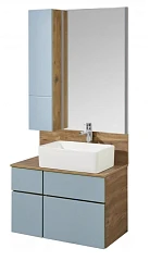 Комплект мебели Aquaton Мишель 80 дуб рустикальный/фьорд со шкафчиком (раковина Mila 50, столешница дуб рустикальный)