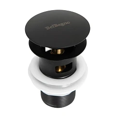 Донный клапан BelBagno BB-SAT-NERO с системой "Клик-клак" с переливом, черный