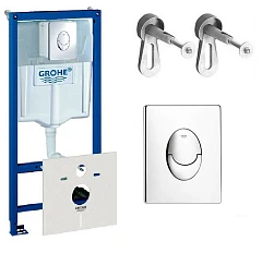 Система инсталляции для унитазов Grohe Rapid SL 38750001 клавиша смыва глянцевый хром