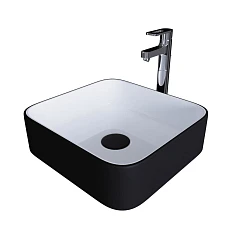 Накладная раковина Grossman Color GR-4042BW 38,5*38,5 черная/белая