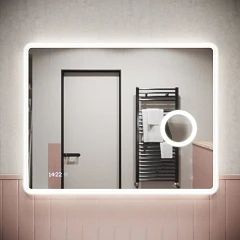 Зеркало Sancos Arcadia 1.0 90*70 с подсветкой, увеличительным зеркалом и часами
