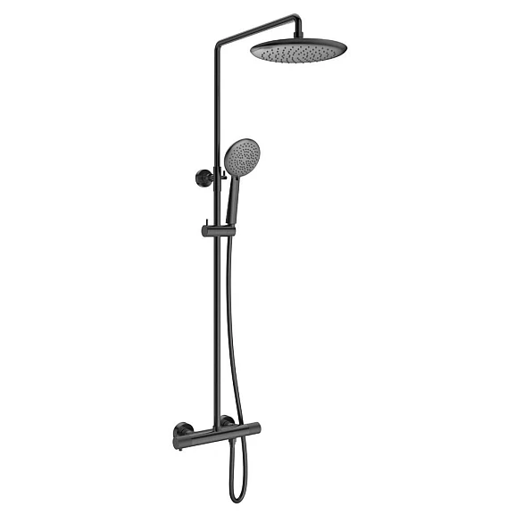 Душевая стойка Vincea Desire VSFS-1D0TGM с термостатом вороненая сталь