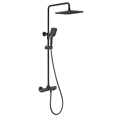 Душевая стойка Vincea Next VSFS-1N1TMB с термостатом и изливом черный матовый