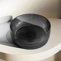 Накладная раковина прозрачная ABBER Kristall AT2804Onyx 40*40 черная