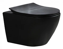 Подвесной унитаз Esbano Amapola-N 36*53,5 матовый черный безободковый с крышкой-сиденьем микролифт Slim