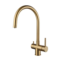 Смеситель Paulmark Heller He213218-BG для кухни с функцией подключения фильтра брашированное золото