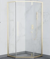 Душевой уголок RGW Stilvoll SV-81-G 100*100*195 пятиугольный профиль золото без поддона