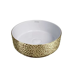 Накладная раковина Grossman Color GR-5010GWL 35,5*35,5 золото/белая