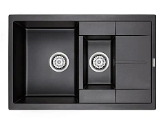 Кухонная мойка Paulmark Feste PM237850-BL 77,5*47,5 с крылом черная