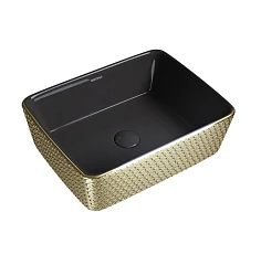 Накладная раковина Grossman Color GR-3016GBR 48*37 золото/черная