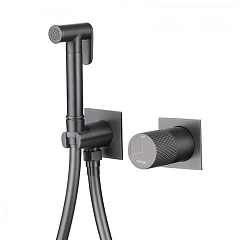 Гигиенический душ со смесителем ABBER Rund AF8725NG скрытый монтаж вороненая сталь