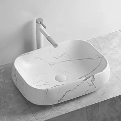 Накладная раковина Ceruttispa CR0086 MMW2 56,5*40 мрамор матовый белый