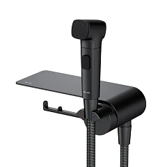 Гигиенический душ со смесителем AM.PM Func F0H8F922 с прогрессивным картриджем с полочкой скрытый монтаж черный матовый