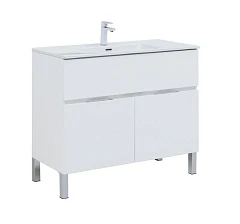 Тумба с раковиной Aquanet Алвита New 100 1 ящик, 2 дверцы, белый матовый