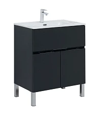 Тумба с раковиной Aquanet Алвита New 70 1 ящик, 2 дверцы, антрацит