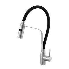 Смеситель Knotlor StreamLine SS-07 для кухни с гибким изливом сатин/черный