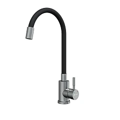 Смеситель Knotlor StreamLine SS-02 для кухни с гибким изливом сатин/черный