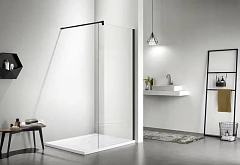 Душевая перегородка Aquatek Walk-in с держателем AQ WIW 10020BL 100*200 L/R профиль черный, стекло прозрачное без поддона