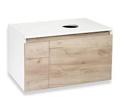 Тумба под раковину Runo Бари 80 крафтовый дуб/белый