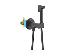 Гигиенический душ со смесителем Оберон AQ1024MB с прогрессивным картриджем скрытый монтаж черный матовый