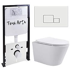 Комплект инсталляции Toni Arti Forli, клавиша смыва Tocco белый глянец