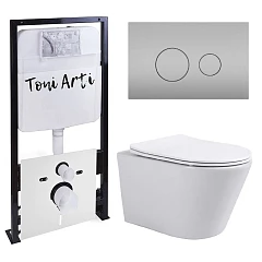 Комплект инсталляции Toni Arti Forli, клавиша смыва Baglio матовый хром