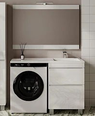 Комплект мебели Style Line Даллас Леон 120 R напольный 2 ящика белый глянец под стиральную машину