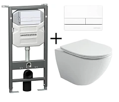 Комплект инсталляции Ceramicanova Envision, унитаз Metropol торнадо, клавиша смыва Flat белая