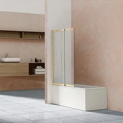 Шторка на ванну Vincea VSB-1E100CLG 100*145 профиль брашированное золото