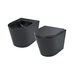 Комплект 2в1: подвесной унитаз и биде Iddis Calipso CALR3BMi73 черный матовый