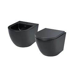 Комплект 2в1: подвесной унитаз и биде Iddis Blanco BLAR3BMi73 черный матовый