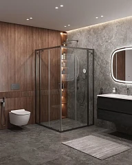 Душевой уголок Cezares Molveno MOLVENO-A-22-90+30-C-GM-IV 120*120*195 профиль оружейная сталь без поддона