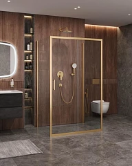 Душевой уголок Cezares Molveno MOLVENO-AH-12-150/90-C-BORO-IV 150*90*195 профиль брашированное золото без поддона