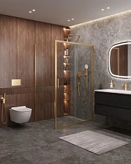 Душевой уголок Cezares Molveno MOLVENO-AH-11-140/90-C-BORO-IV 140*90*195 профиль брашированное золото без поддона