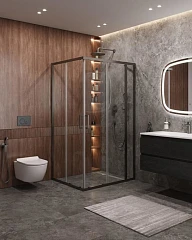 Душевой уголок Cezares Molveno MOLVENO-AH-21-90+30-C-GM-IV 120*90*195 профиль оружейная сталь без поддона