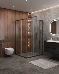 Душевой уголок Cezares Molveno MOLVENO-AH-22-120/110-C-GM-IV 120*110*195 профиль оружейная сталь без поддона