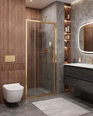 Душевая дверь в нишу Cezares Molveno MOLVENO-BF-3-120-C-BORO-IV 120*195 профиль брашированное золото L/R без поддона