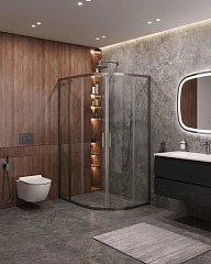 Душевой уголок Cezares Molveno MOLVENO-RH-2-110/90-C-GM-IV 110*90*195 профиль оружейная сталь без поддона