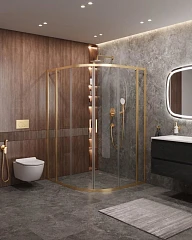 Душевой уголок Cezares Molveno MOLVENO-RH-22-120/110-C-BORO-IV 120*110*195 профиль брашированное золото без поддона