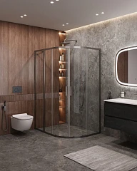 Душевой уголок Cezares Molveno MOLVENO-RH-2-130/100-C-GM-IV 130*100*195 профиль оружейная сталь без поддона