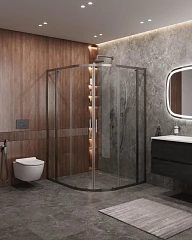 Душевой уголок Cezares Molveno MOLVENO-RH-22-130/120-C-GM-IV 130*120*195 профиль оружейная сталь без поддона