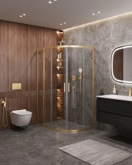 Душевой уголок Cezares Molveno MOLVENO-RH-2-120/90-C-BORO-IV 120*90*195 профиль брашированное золото без поддона