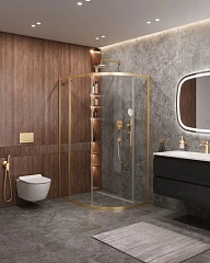 Душевой уголок Cezares Molveno MOLVENO-RH-1-110/90-C-BORO-IV 110*90*195 профиль брашированное золото без поддона