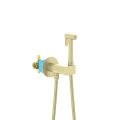 Гигиенический душ со смесителем Aquatek Оберон AQ1024BG с прогрессивным картриджем скрытый монтаж брашированное золото
