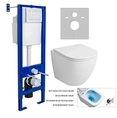 Комплект инсталляции Grossman Tor 4455SQ с унитазом Grossman "Торнадо" клавиша смыва белая