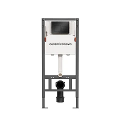 Система инсталляции для унитазов Ceramicanova Balance с кнопкой смыва Square, цвет черный матовый, с креплениями