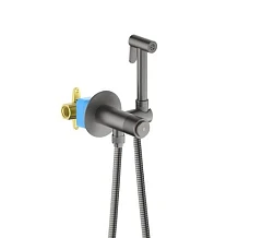 Гигиенический душ со смесителем Aquatek Бетта Select AQ1023BGM скрытый монтаж вороненая сталь